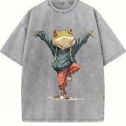 Ladies' Frog Spread Wings Vintage Washed T-Shirt in Gray