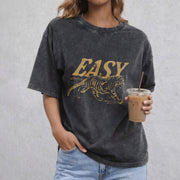 Easy Tiger vintage washed oversized T-shirt in Black
