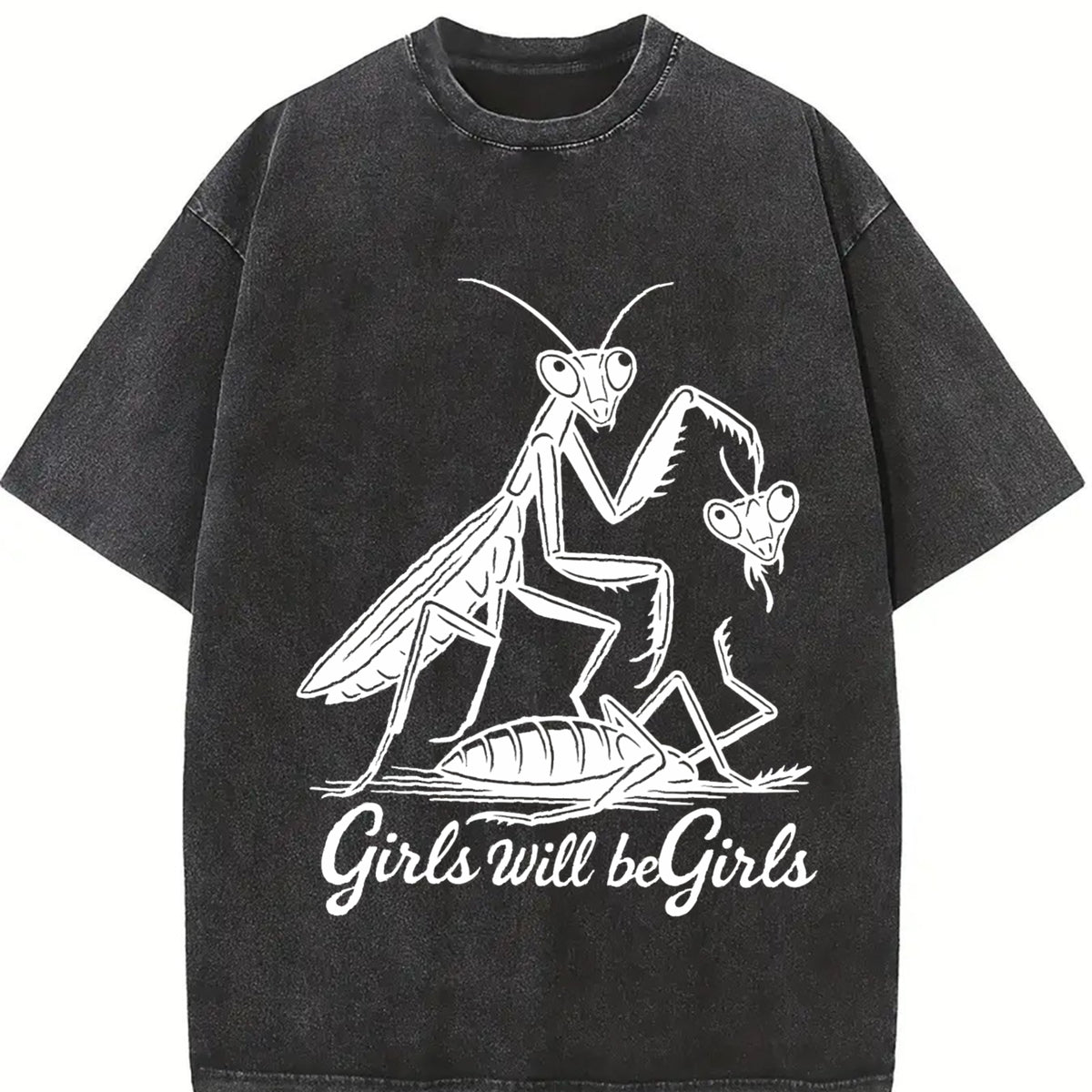 Girls Will Be Girls Vintage Washed T-Shirt in Black