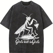 Girls Will Be Girls Vintage Washed T-Shirt in Black
