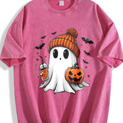 Halloween Ghost Cute Ghost Vintage Washed T-Shirt in Red