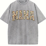 Camouflage Mama Army Mom Vintage Washed T-Shirt in Gray