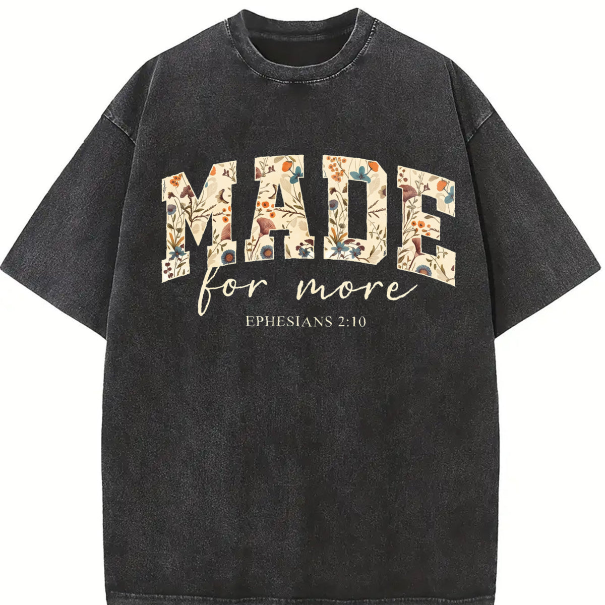 Bible Verse Cute Christian Jesus vintage washed oversized T-shirt in Black