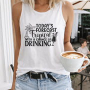 European and American Letter Tank Women's Color Cotton Tank Top in White