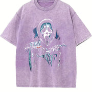 Dead by Daylight Ghost Face – Smooth Prints for Man vintage washed oversized T-shirt in Purple