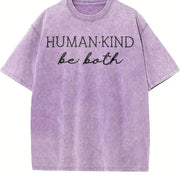 Human Kind Be Kind Vintage Washed T-Shirt in Purple