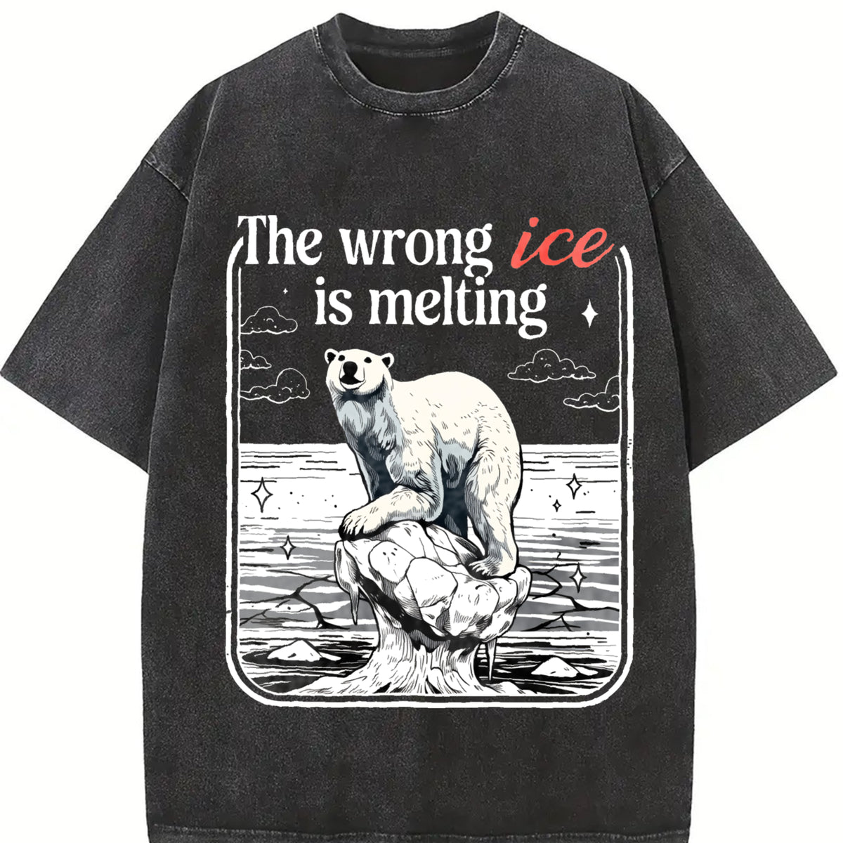 The Wrong ICE Is Melting Anti ICE and Batik vintage washed oversized T-shirt in Black
