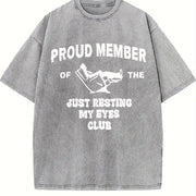 Just Resting My Eyes Club Vintage Washed T-Shirt in Gray