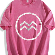 Zodiac Symbol Astrology Horoscope Birthday All Star Signs Vintage Washed T-Shirt in Red