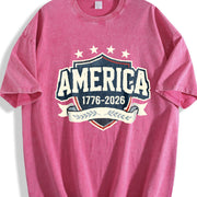 America 1776-2026 Vintage Washed T-Shirt in Red