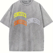 Neon Blue Sunkissed Preppy Beachy Preppy ClothesShirt Vintage Washed T-Shirt in Gray
