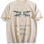 Dragonfly Why Am I So Fly Vintage Washed T-Shirt in Beige