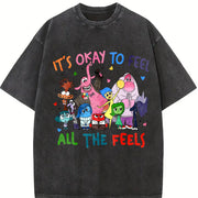 It's Okay to Feel All the Feels Vintage Washed T-Shirt in Black
