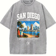 San Diego California Vintage Washed T-Shirt in Gray