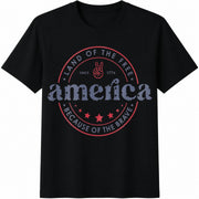4th of July America Cotton T-Shirt in Black