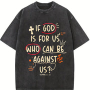 Water Wash. If God Is With Us Who Can Resist Us?1 Piece vintage washed oversized T-shirt in Black