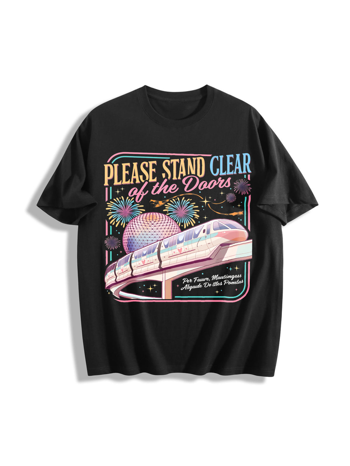 Retro Please Stand Clear of the Doors Cotton T-Shirt in Black