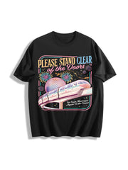 Retro Please Stand Clear of the Doors Cotton T-Shirt in Black