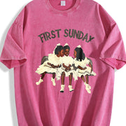 Children First Sunday Christian vintage washed oversized T-shirt in Red