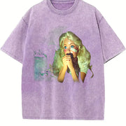 Glam Doll Drinking Vintage Washed T-Shirt in Purple