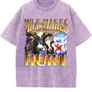 Milk Makes My Tummy Hurt Bootleg Vintage Washed T-Shirt in Purple