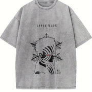 Akaza Demon Slayer vintage washed oversized T-shirt in Gray