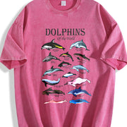 Dolphins of the World Vintage Washed T-Shirt in Red