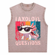 I Axolotl Questions Retro Vintage Washed Tank Top in Brown
