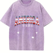 America Veterans Day Vintage Washed T-Shirt in Purple