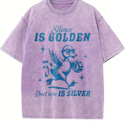 Retro Silence Is Golden Duck Tape Is Silver 90s Vintage Washed T-Shirt in Purple