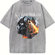 Not Your Princess Dragon 90s Vintage Washed T-Shirt in Gray