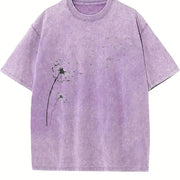Dandelion Seeds Vintage Washed T-Shirt in Purple