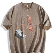 Marcus The Worm Humorous Meme Brain Rot vintage washed oversized T-shirt in Brown