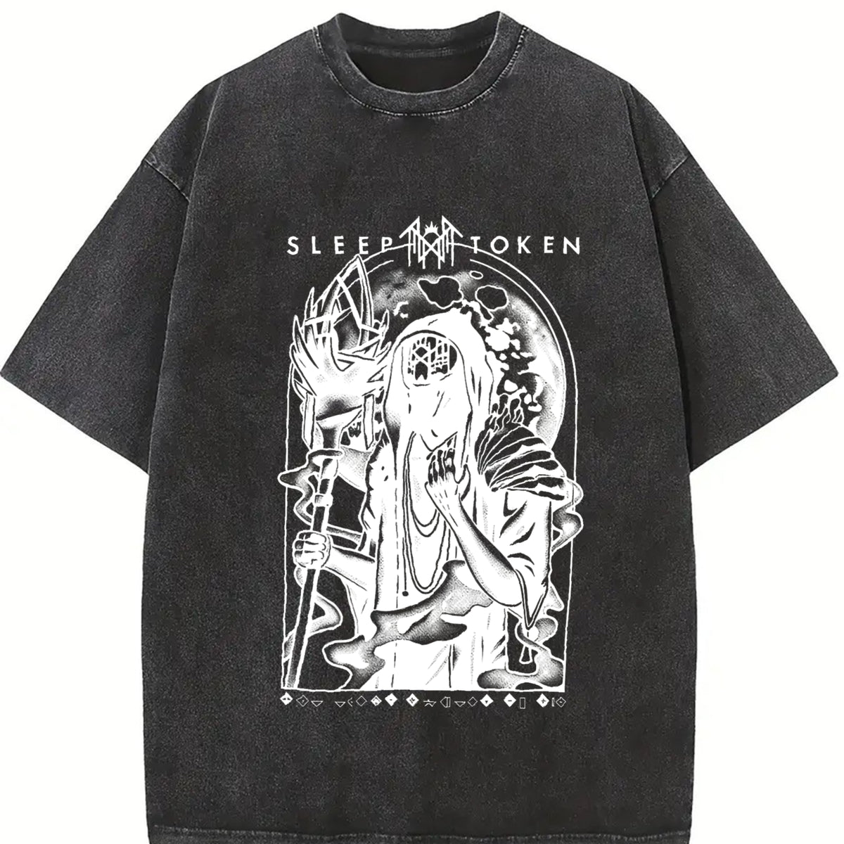Sleep Token Vessel Heavy Metal vintage washed oversized T-shirt in Black