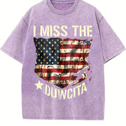 I Miss the American Flag Vintage Washed T-Shirt in Purple