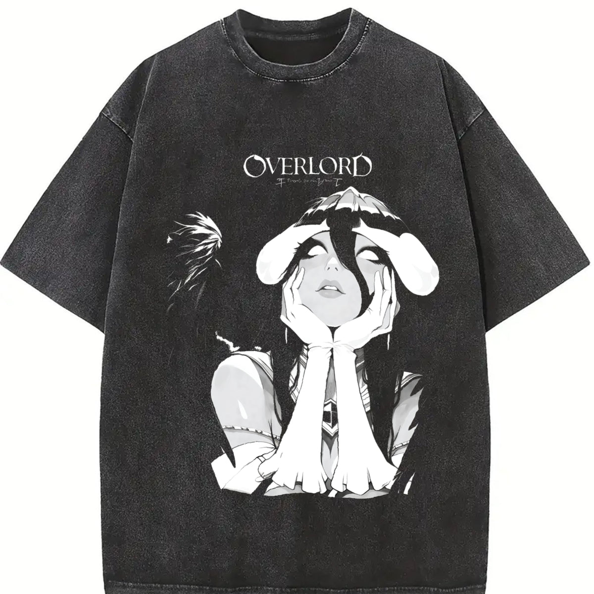 Albedo Overlord Anime Manga vintage washed oversized T-shirt in Black
