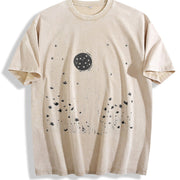 Inspired Moonlit Cat Field Vintage Washed T-Shirt in Beige