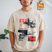 F-22 Raptor Vintage Washed T-Shirt in Beige