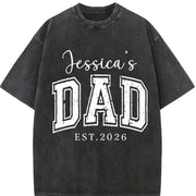 Personalized Dad with Kid Name Vintage Washed T-Shirt in Black