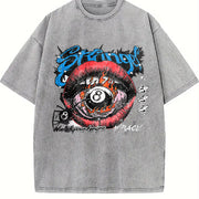 8 Lips Tank Sleeveless Muscle Vintage Washed T-Shirt in Gray
