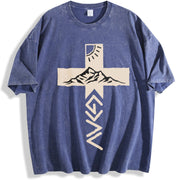 Retro 230 Pure 'God Is Greater Than Our Highs And Lows' vintage washed oversized T-shirt in Blue