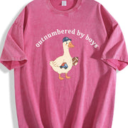 Boy Mom Outnumbered by Boys Goose Vintage Washed T-Shirt in Red