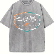 Muscle Tank Saltwater Fishing Outdoor Workout Vintage Washed T-Shirt in Gray