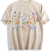 Pressed Flowers for Gardener Vintage Washed T-Shirt in Beige