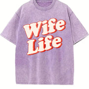 Wife Life Vintage Washed T-Shirt in Purple