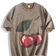Cherry Fruit Vintage Washed T-Shirt in Brown