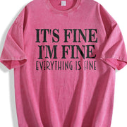 It's Fine I'm Fine Everything Is Fine Vintage Washed T-Shirt in Red