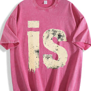 Distressed Drip Is Letter Sleeveless Tank Vintage Washed T-Shirt in Red