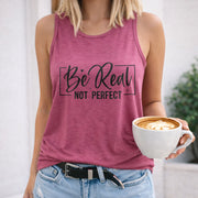 Be Real Not Perfect Women's Color Cotton Tank Top in Red