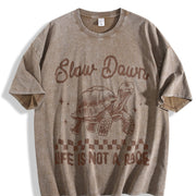 Retro Sarcastic Turtle 90s Vintage Washed T-Shirt in Brown